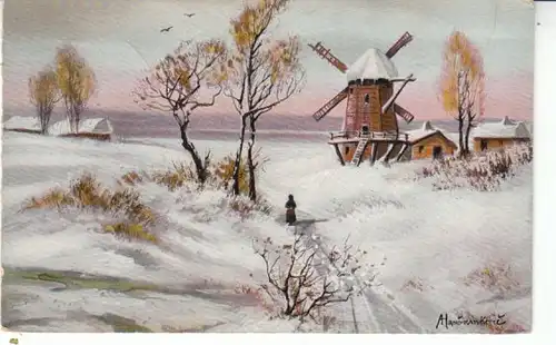 Windmühle im Schnee gl1912 24.667