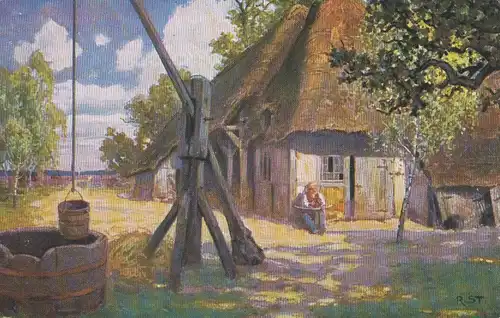 Bauernhaus mit Brunnen feldpgl1917 106.534