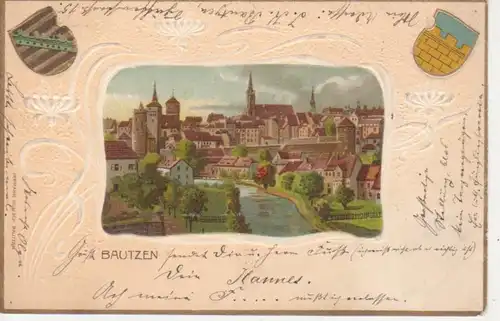 Bautzen Stadtpanorama Prägekarte gl1901 85.914