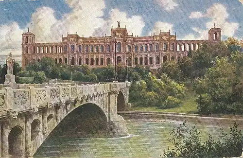 München Maximilianeum und Brücke gl1913 123.940