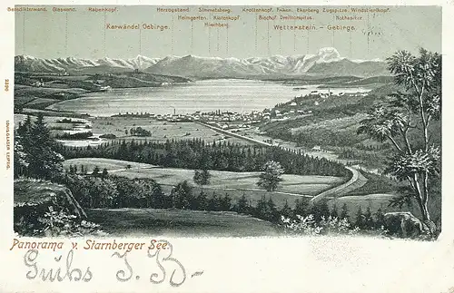 Starnberger See Panorama mit Alpenkette gl1906 120.225