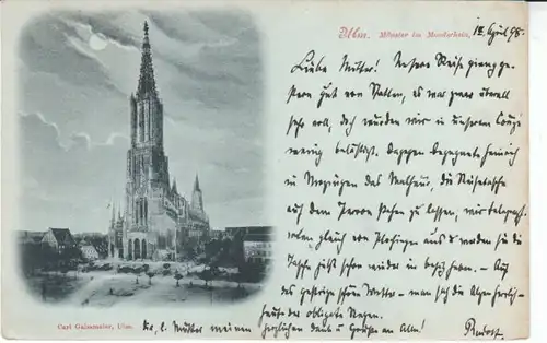 Ulm a.D. Münster im Mondschein gl1898 24.277