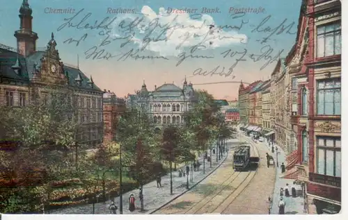 Chemnitz Dresdner Bank Poststraße feldpgl1915 84.758