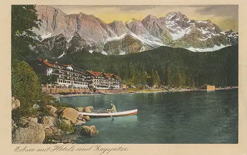 Garmisch Eibsee mit Hotels und Zugspitze ngl 128.070