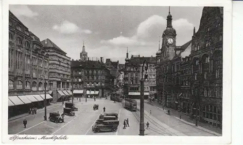 Pforzheim alter Marktplatz m.alten Autos gl1934 26.956