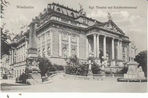 Wiesbaden Kgl.Theater Schiller-Denkmal gl1908 27.933