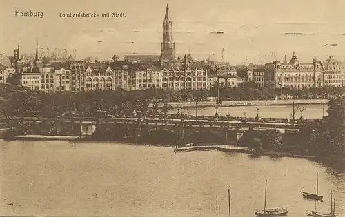 Hamburg Lombardsbrücke mit Stadt gl1916 115.827