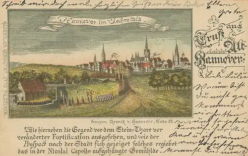 Alt-Hannover Panorama aus dem Jahre 1313 gl1897 116.875