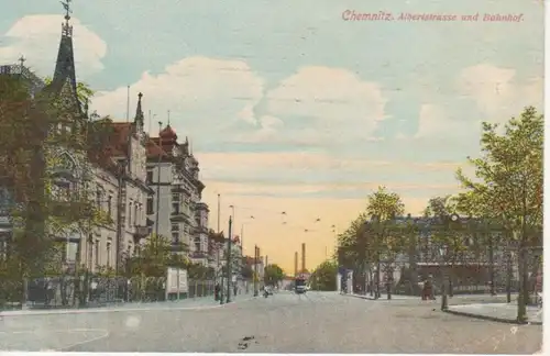 Chemnitz Albertstraße und Bahnhof gl1910 84.761
