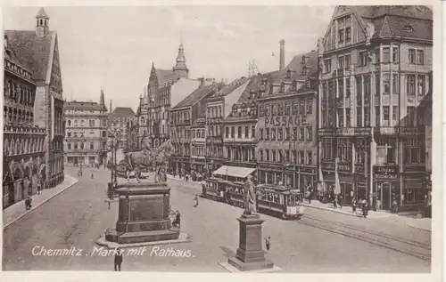 Chemnitz Markt mit Rathaus gl1932 84.688