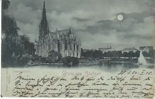 Stuttgart Mond über der Johanneskirche gl1898 25.493