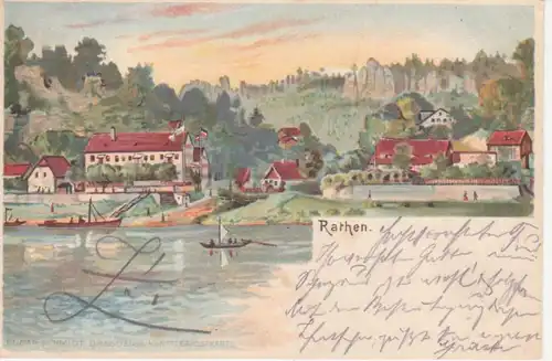 Rathen Teilansicht Künstlerpostkarte gl1902 84.880