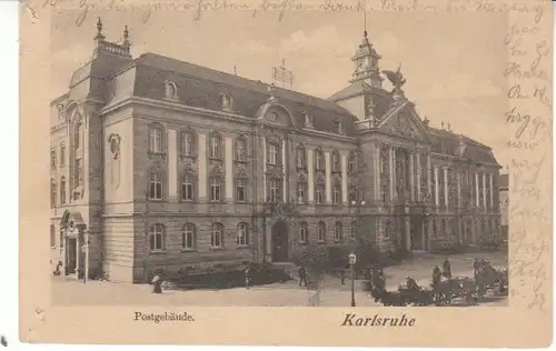 Karlsruhe Kutschen vor dem Postgebäude gl1902 25.545