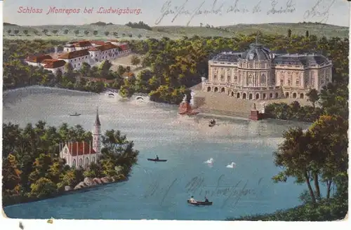 Ludwigsburg Schloß Monrepos Vogelschau gl1916? 26.280