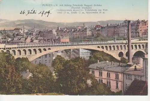 Plauen Brücke und Stadtpanorama gl1909 69.847