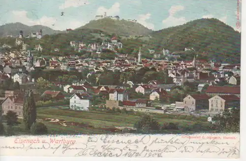 Eisenach Panorama und Wartburg gl1904 90.424