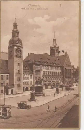 Chemnitz Rathaus mit Denkmälern gl1925 86.215