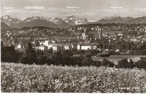 Kempten Allgäu gegen die Alpen gl1959 28.615