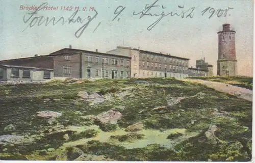 Brocken-Hotel Relief-Karte gl1908 91.205