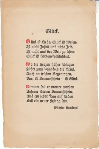 Glück - Verse von Wilhelm Hambrock ngl 27.379