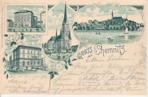 Chemnitz Litho Lehranstalt Bank bahnpgl1902 86.255