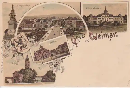 Weimar Litho Rathaus Schloss Panorama ngl 92.665