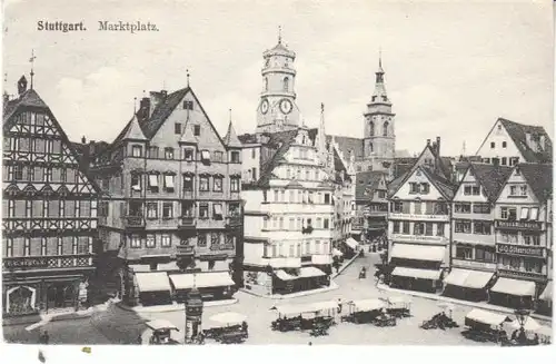 Stuttgart Alte Häuser am Markt gl1907 26.038