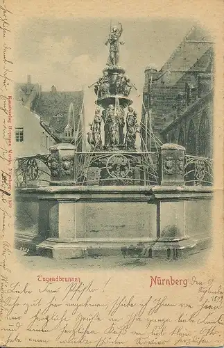 Nürnberg Tugendbrunnen Reliefkarte gl1899 124.444