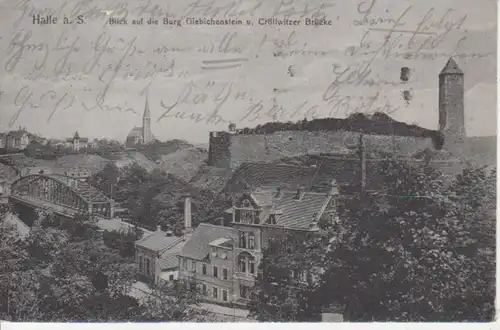 Halle a.S. Burg und Cröllwitzer Brücke gl~1910 91.523