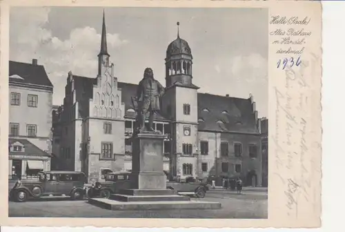 Halle a.S. Altes Rathaus Händel-Denkmal gl1936 91.476