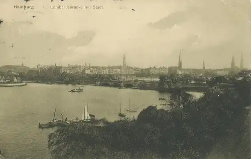 Hamburg Lombardsbrücke mit Stadt gl1911 116.006