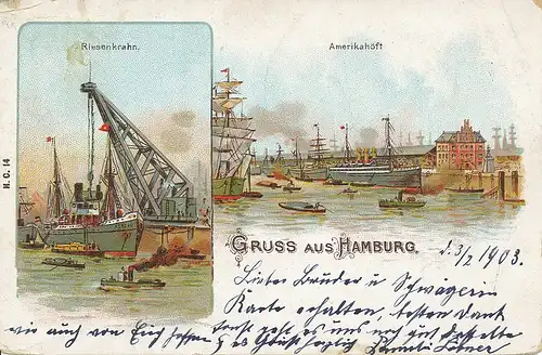 Hamburg Riesenkrahn Amerikahöft gl1903 115.849