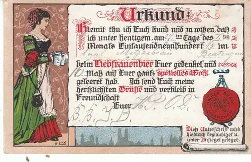 München Hackerbräu Liebfrauenbier ... gl~1910? 27.663