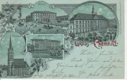 Chemnitz Litho Bahnhof Lehranstalt gl1900 86.250