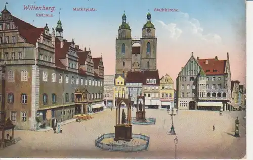 Wittenberg Marktplatz Rathaus Kirche gl1914 92.059