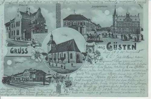 Güsten Litho Bahnhof Diakonat Kirche bahnpgl1900 90.687