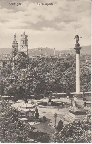 Stuttgart Schlossplatz >>Stiftskirche gl1906 26.971