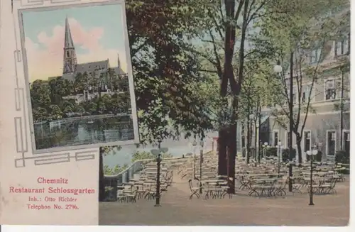 Chemnitz Restaurant Schlossgarten Kirche gl1908 86.288