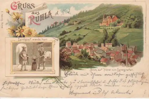 Ruhla Litho Hotel zum Landgrafen gl1902 90.356