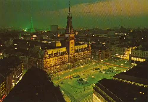 Hamburg Rathaus bei Nacht gl1968 116.014