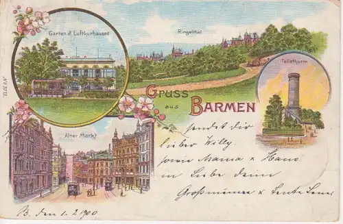 Barmen Litho Alter Markt Ringelthal gl1900 99.700