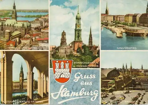 Hamburg Mehrbildkarte Teilansichten gl1963 116.011