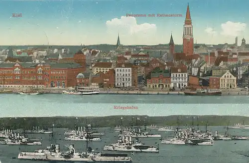 Kiel Panorama Rathausturm Kriegshafen gl1912 114.454