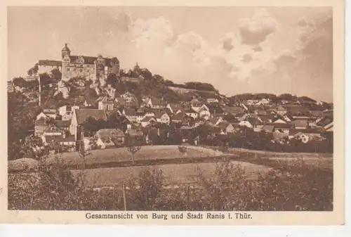 Ranis Stadtpanorama und Burg ngl 88.738