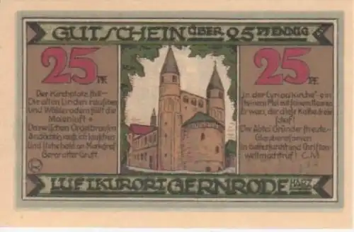 Gernrode Gutschein der Stadt über 25 Pfennig 91.914