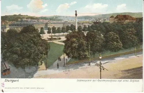 Stuttgart Blick über den Schloßplatz um 1900 ngl 26.826