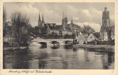 Merseburg Schloß mit Waterloobrücke gl1936 91.678