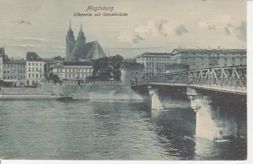 Magdeburg Elbpartie mit Strombrücke gl1913 90.567