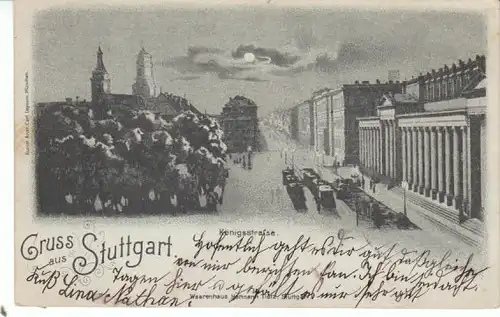 Gruss aus Stuttgart Mondschein Innenstadt gl1899 26.793