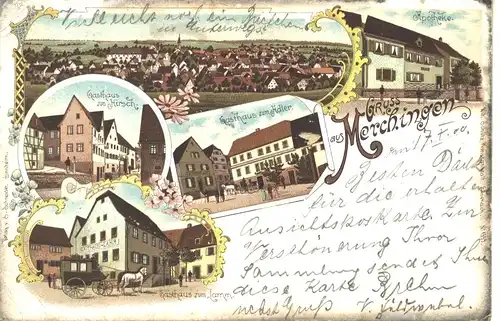 Merchingen Litho Gasthäuser Apotheke gl1900 4.759